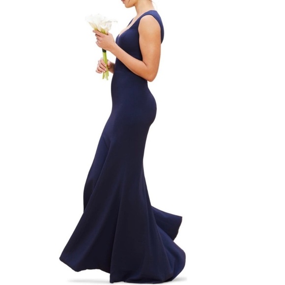 NWOT Dress The Population Midnight Blue Monroe Side Slit Gown sz L - Picture 3 of 9